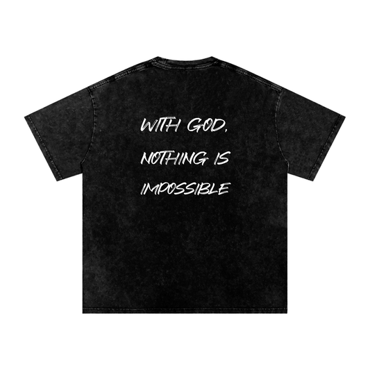 Nothing is Impossible-Acid Wash Oversize T-Shirt