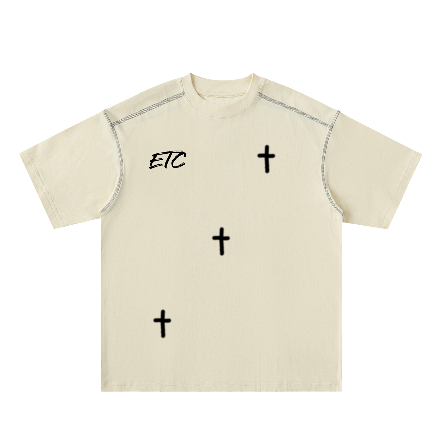Oversized Contrast-Stitched Cotton Tee