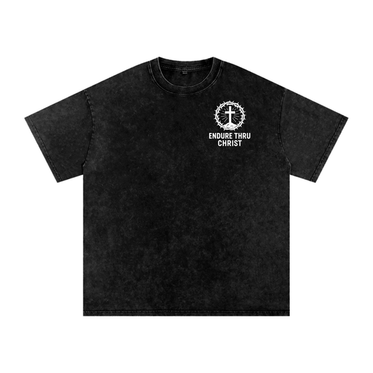 Logo- Acid Wash Oversize T-Shirt - 250 GSM